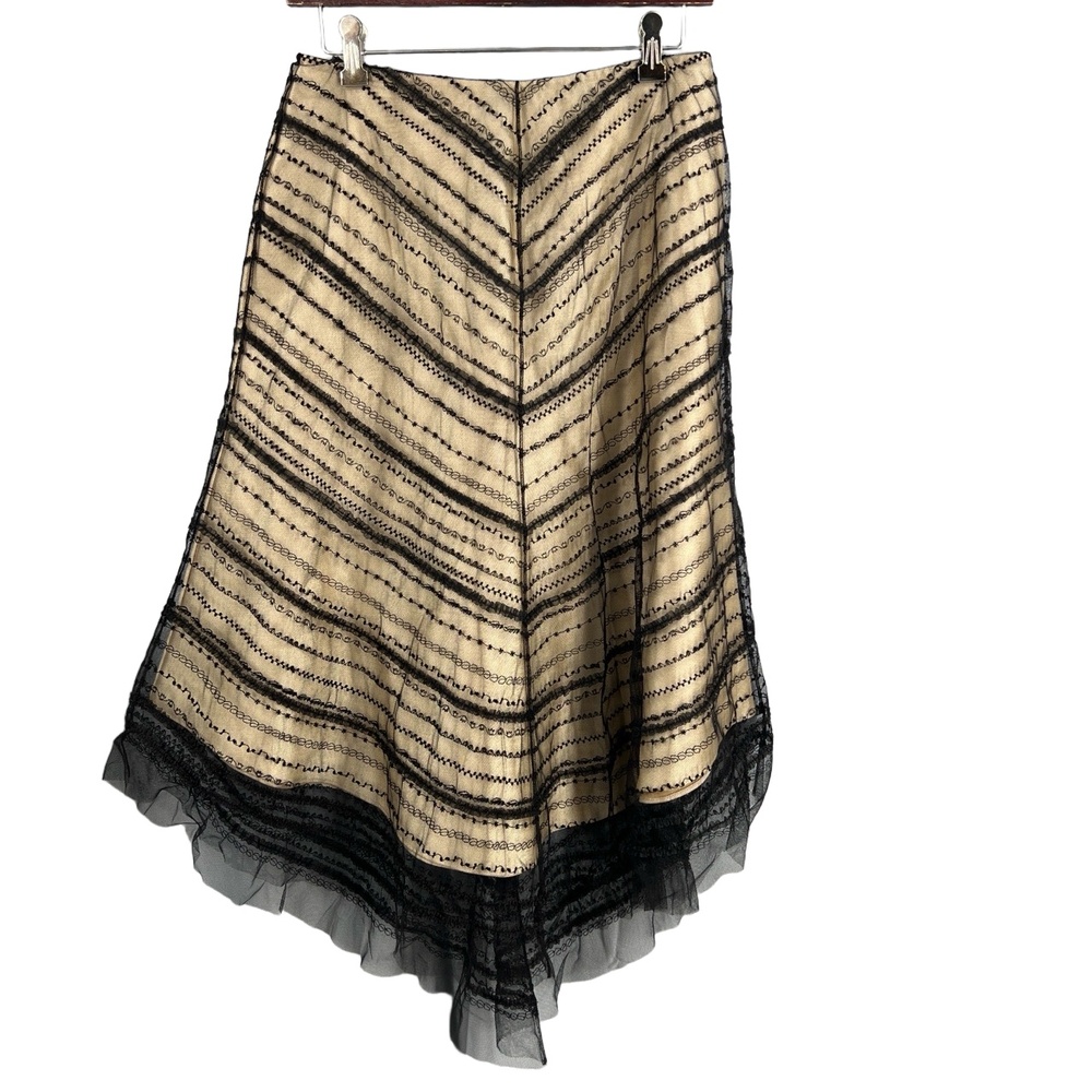 Albert Nipon Black and Cream Midi Skirt - Picture 1 of 4